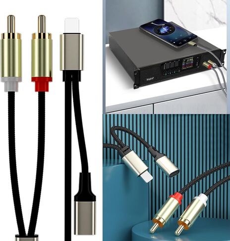 QSDXNYDC 3FT Lightning to RCA Cable Audio Converter Converter for iPhone 14 13 12 11 XS XR X 8 7 iPad iPod إلى ستيريو السيارة، المنزل، مكبر الصوت، سماعة الرأس، مكبرات الصوت، HDTV in Kuwait