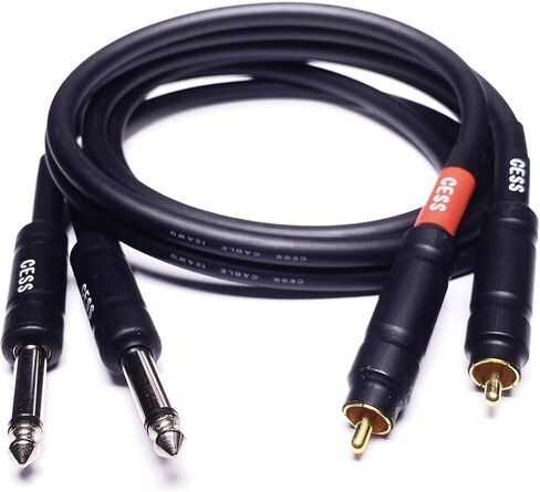 CESS-112-6i RCA Plug to 6.35mm Plug TS Audio Patch Cable 12 مقياس، 2 كابلات، 6 بوصات in Kuwait
