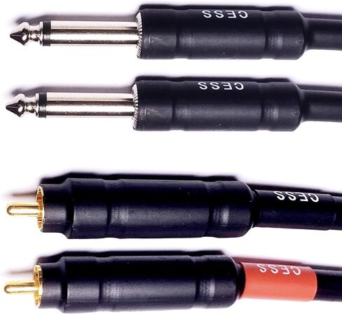 CESS-112-6i RCA Plug to 6.35mm Plug TS Audio Patch Cable 12 مقياس، 2 كابلات، 6 بوصات in Kuwait