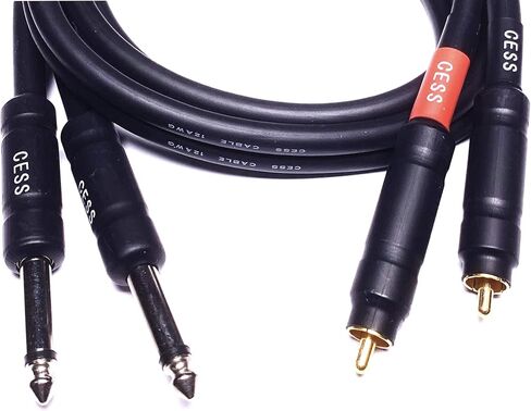 CESS-112-6i RCA Plug to 6.35mm Plug TS Audio Patch Cable 12 مقياس، 2 كابلات، 6 بوصات in Kuwait