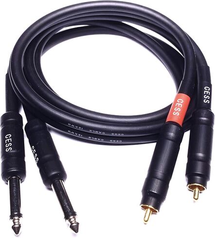 CESS-112-6i RCA Plug to 6.35mm Plug TS Audio Patch Cable 12 مقياس، 2 كابلات، 6 بوصات in Kuwait