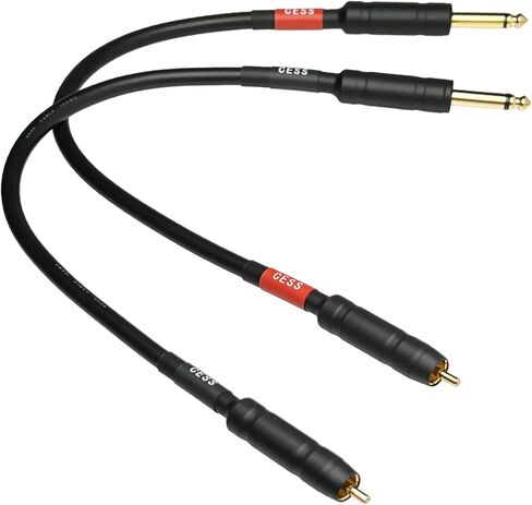 CESS-112-6i RCA Plug to 6.35mm Plug TS Audio Patch Cable 12 مقياس، 2 كابلات، 6 بوصات in Kuwait