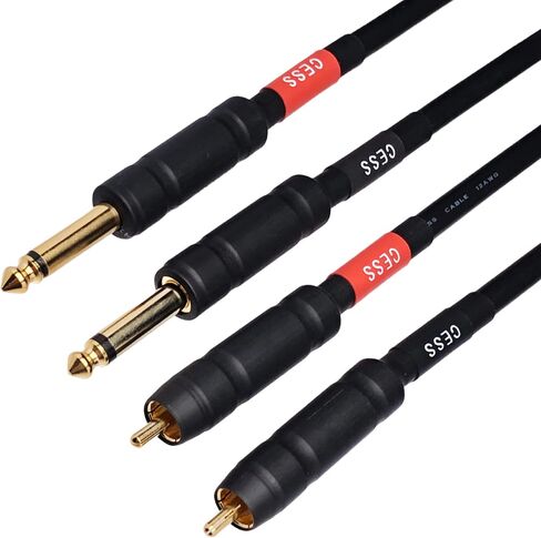 CESS-112-6i RCA Plug to 6.35mm Plug TS Audio Patch Cable 12 مقياس، 2 كابلات، 6 بوصات in Kuwait