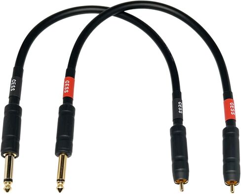 CESS-112-6i RCA Plug to 6.35mm Plug TS Audio Patch Cable 12 مقياس، 2 كابلات، 6 بوصات in Kuwait