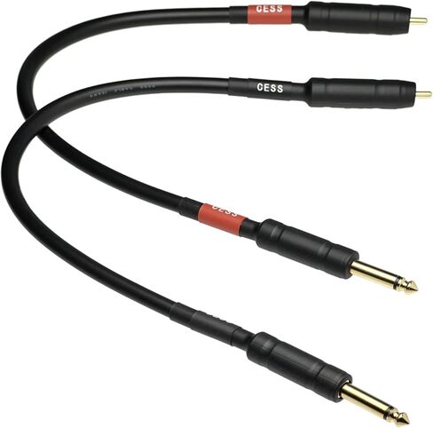 CESS-112-6i RCA Plug to 6.35mm Plug TS Audio Patch Cable 12 مقياس، 2 كابلات، 6 بوصات in Kuwait