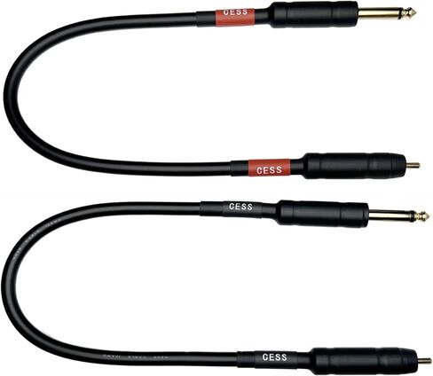 CESS-112-6i RCA Plug to 6.35mm Plug TS Audio Patch Cable 12 مقياس، 2 كابلات، 6 بوصات in Kuwait