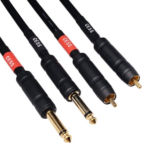 CESS-112-6i RCA Plug to 6.35mm Plug TS Audio Patch Cable 12 مقياس، 2 كابلات، 6 بوصات in Kuwait