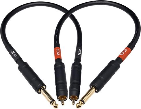 CESS-112-6i RCA Plug to 6.35mm Plug TS Audio Patch Cable 12 مقياس، 2 كابلات، 6 بوصات in Kuwait