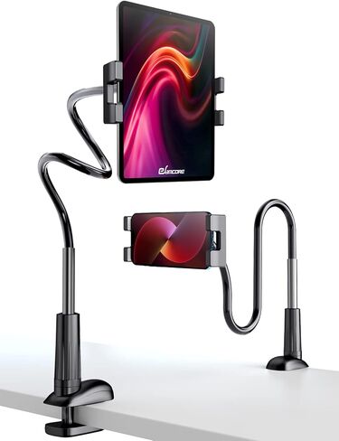 eSamcore Tablet Stand iPad Holder, Gooseneck Phone Holder for Bed Cell Phone Stand for Desk Recording, Powerful Phone Grip Clamp Mount Compatible with All 4.7" - 11" iPhone iPad Galaxy Tab Z Fold 3 in Kuwait