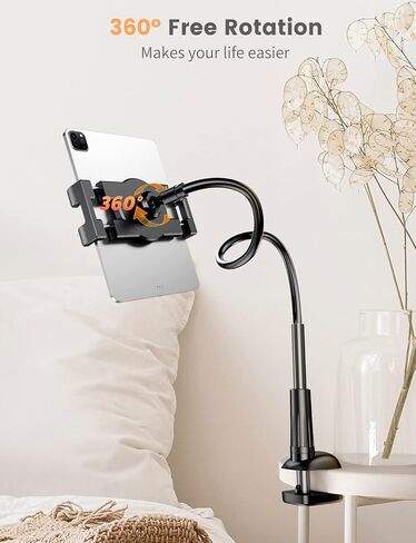 eSamcore Tablet Stand iPad Holder, Gooseneck Phone Holder for Bed Cell Phone Stand for Desk Recording, Powerful Phone Grip Clamp Mount Compatible with All 4.7" - 11" iPhone iPad Galaxy Tab Z Fold 3 in Kuwait