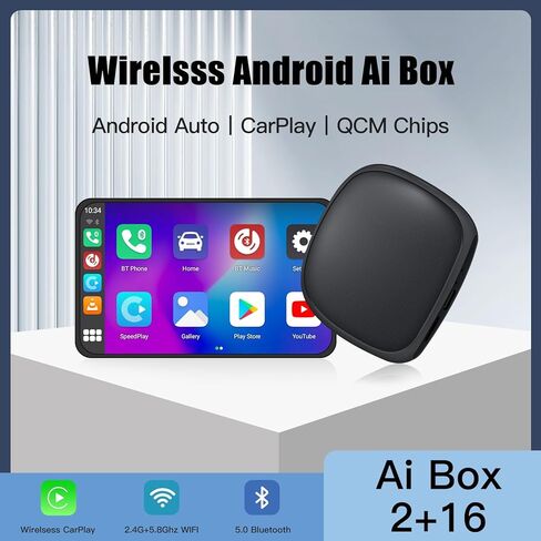 AUTOabc Wireless CarPlay Android Auto Converter Magic Box مع Netflix/YouTube/Disney/Google Play/TF بطاقة الوسائط المتعددة فيديو Ai Box محول لاسلكي USB Dongle لسيارات CarPlay السلكية في المصنع in Kuwait