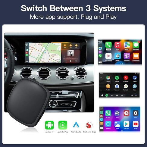 AUTOabc Wireless CarPlay Android Auto Converter Magic Box مع Netflix/YouTube/Disney/Google Play/TF بطاقة الوسائط المتعددة فيديو Ai Box محول لاسلكي USB Dongle لسيارات CarPlay السلكية في المصنع in Kuwait