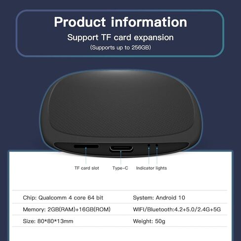 AUTOabc Wireless CarPlay Android Auto Converter Magic Box مع Netflix/YouTube/Disney/Google Play/TF بطاقة الوسائط المتعددة فيديو Ai Box محول لاسلكي USB Dongle لسيارات CarPlay السلكية في المصنع in Kuwait