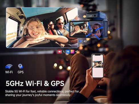 Pelsee P2 Trio 3 Channel 4K WiFi Dash Cam، 4K+1080P+1080P كاميرا أمامية وخلفية ثلاثية للسيارة، 4K+1080P Dual DashCam، رؤية ليلية بالأشعة تحت الحمراء، 5G Wi-Fi، التحكم الصوتي، GPS، وضع انتظار السيارات 24 ساعة، بطاقة مجانية سعة 64 جيجابايت in Kuwait