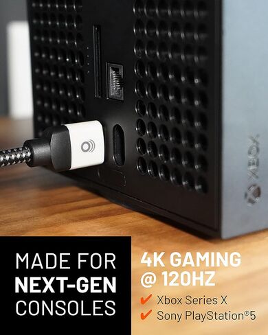 ايكوجير كيبل HDMI فائق السرعة - كيبل معتمد بطول 4 اقدام مع غلاف مضفر مرن - احصل على 4k @ 120Hz على PS5 وXbox Series X - يدعم 8k وHDR وeArc، ودولبي فيجن والمزيد in Kuwait
