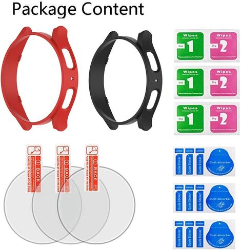 SHUAXI (3+1Pack) Compatible for Samsung Galaxy Watch 4 Classic Screen Protector 46mm, Tempered Glass Film Anti-Scratch High Definition Full Coverage and Soft TPU Protective Case, Transparent in Kuwait