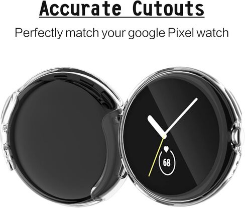 جراب Cuteey من 4 قطع لساعة Google Pixel مع واقي للشاشة، غطاء شاشة شفاف عالي الدقة من البولي يوريثان اللدن بالحرارة ناعم نحيف مطلي بالكامل لملحقات ساعة Google Pixel (شفاف/شفاف/شفاف/شفاف/شفاف) in Kuwait