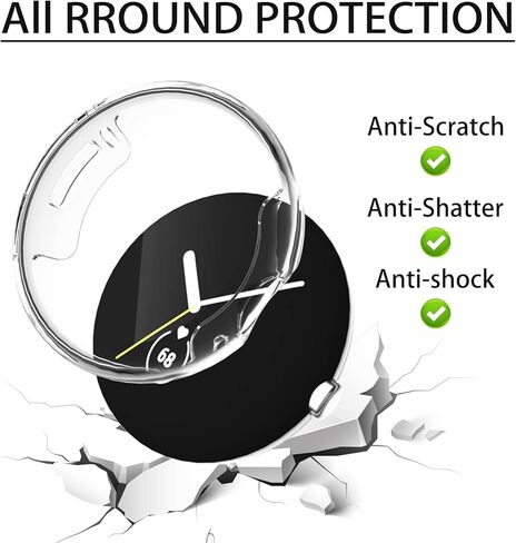 جراب Cuteey من 4 قطع لساعة Google Pixel مع واقي للشاشة، غطاء شاشة شفاف عالي الدقة من البولي يوريثان اللدن بالحرارة ناعم نحيف مطلي بالكامل لملحقات ساعة Google Pixel (شفاف/شفاف/شفاف/شفاف/شفاف) in Kuwait