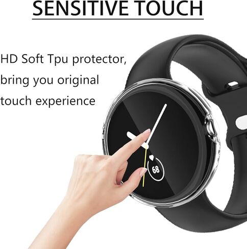 جراب Cuteey من 4 قطع لساعة Google Pixel مع واقي للشاشة، غطاء شاشة شفاف عالي الدقة من البولي يوريثان اللدن بالحرارة ناعم نحيف مطلي بالكامل لملحقات ساعة Google Pixel (شفاف/شفاف/شفاف/شفاف/شفاف) in Kuwait