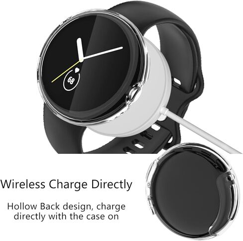 جراب Cuteey من 4 قطع لساعة Google Pixel مع واقي للشاشة، غطاء شاشة شفاف عالي الدقة من البولي يوريثان اللدن بالحرارة ناعم نحيف مطلي بالكامل لملحقات ساعة Google Pixel (شفاف/شفاف/شفاف/شفاف/شفاف) in Kuwait