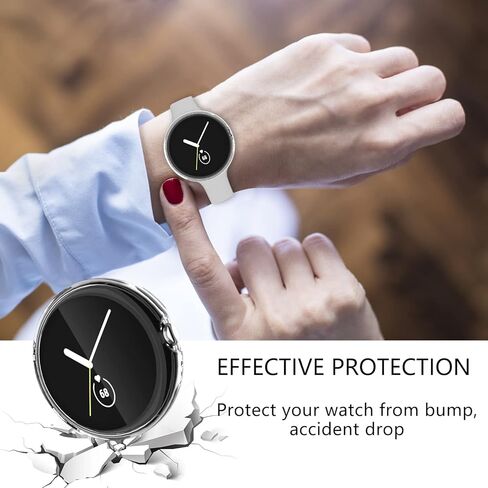 جراب Cuteey من 4 قطع لساعة Google Pixel مع واقي للشاشة، غطاء شاشة شفاف عالي الدقة من البولي يوريثان اللدن بالحرارة ناعم نحيف مطلي بالكامل لملحقات ساعة Google Pixel (شفاف/شفاف/شفاف/شفاف/شفاف) in Kuwait