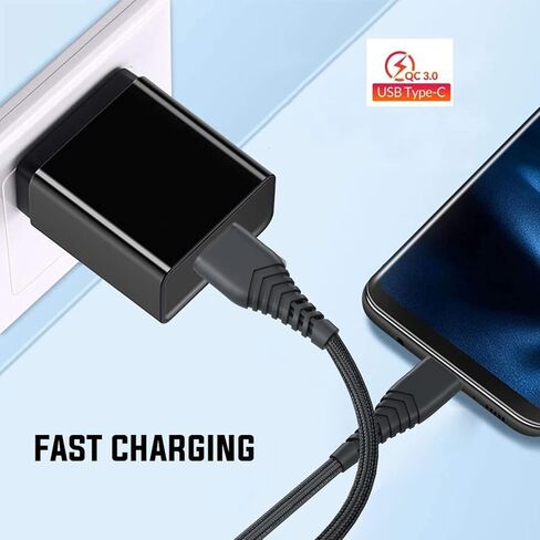 كيبل شحن USB C لموتو G7 G8 باور بلس بلاي وجي ستايلوس وجي باور وايدج بلس وZ4 Z3 Z5 ورازر وجي 6/G6 بلس وموتورولا ون اكشن وZ2 درويد فورس وجي 7 اوبتيمو ماكس 1/3/6/10 قدم - غير متوافق مع جي 6 بلاي in Kuwait
