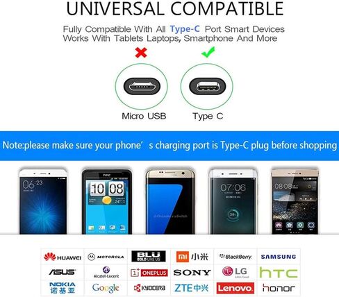 كيبل شحن USB C لموتو G7 G8 باور بلس بلاي وجي ستايلوس وجي باور وايدج بلس وZ4 Z3 Z5 ورازر وجي 6/G6 بلس وموتورولا ون اكشن وZ2 درويد فورس وجي 7 اوبتيمو ماكس 1/3/6/10 قدم - غير متوافق مع جي 6 بلاي in Kuwait