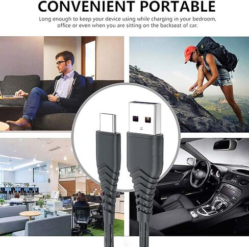 كيبل شحن USB C لموتو G7 G8 باور بلس بلاي وجي ستايلوس وجي باور وايدج بلس وZ4 Z3 Z5 ورازر وجي 6/G6 بلس وموتورولا ون اكشن وZ2 درويد فورس وجي 7 اوبتيمو ماكس 1/3/6/10 قدم - غير متوافق مع جي 6 بلاي in Kuwait