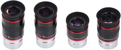 Ultra Wide Angle Long Eye Relief Eyepiece Kit, 1.25 Inches 68° 6 and 9 and 15 and 20mm Telescope Eyepieces Fully Coated Lens Telescope Accessories Kit with Good Color Correction for Telescope in Saudi Arabia
