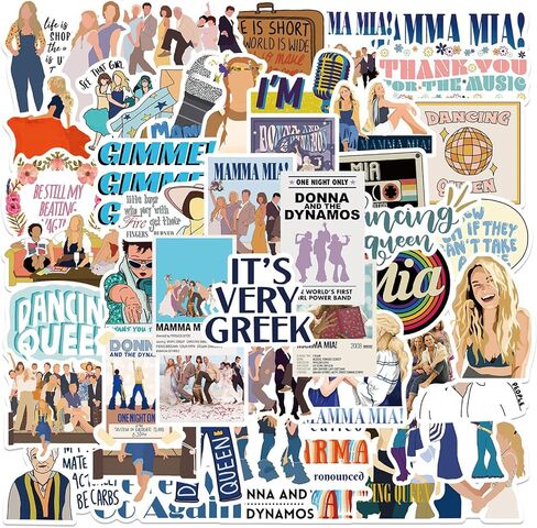 American Stage Show Stickers Mamma Mia Stickers 50PCS Laptop Reward Motivational Stickers for Water Bottle, Skateboard,Refrigerator,Hydro Flasks, Decal, Waterproof Vinyl Decal for Adults, Teens in Saudi Arabia