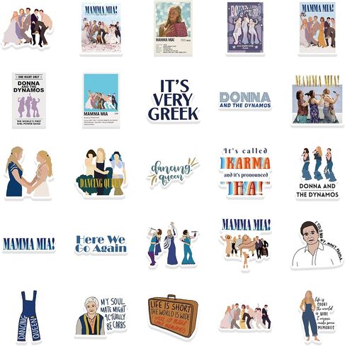 American Stage Show Stickers Mamma Mia Stickers 50PCS Laptop Reward Motivational Stickers for Water Bottle, Skateboard,Refrigerator,Hydro Flasks, Decal, Waterproof Vinyl Decal for Adults, Teens in Saudi Arabia