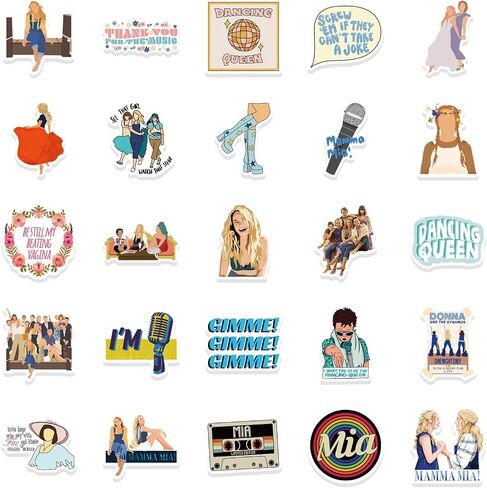 American Stage Show Stickers Mamma Mia Stickers 50PCS Laptop Reward Motivational Stickers for Water Bottle, Skateboard,Refrigerator,Hydro Flasks, Decal, Waterproof Vinyl Decal for Adults, Teens in Saudi Arabia