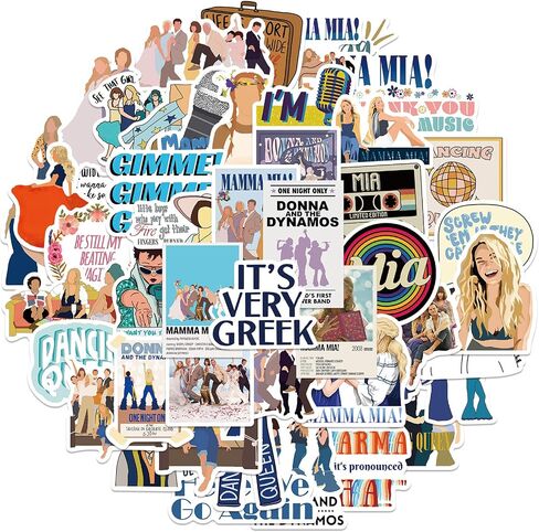 American Stage Show Stickers Mamma Mia Stickers 50PCS Laptop Reward Motivational Stickers for Water Bottle, Skateboard,Refrigerator,Hydro Flasks, Decal, Waterproof Vinyl Decal for Adults, Teens in Saudi Arabia