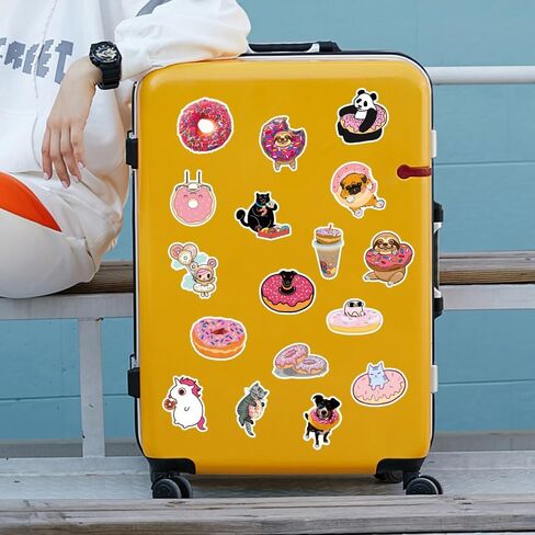 LOVELYLIFE 100pcs Donut Stickers Cute Snack Sweet Candy Stickers Biscuits Dessert Vinyl Waterproof Doughnut Stickers for Adults Teens Kids Girls Boys for Journaling Hydroflask Water Bottle Luggage Guitar Skateboard Computer Laptop Phone Case Decor (pink-d in Kuwait