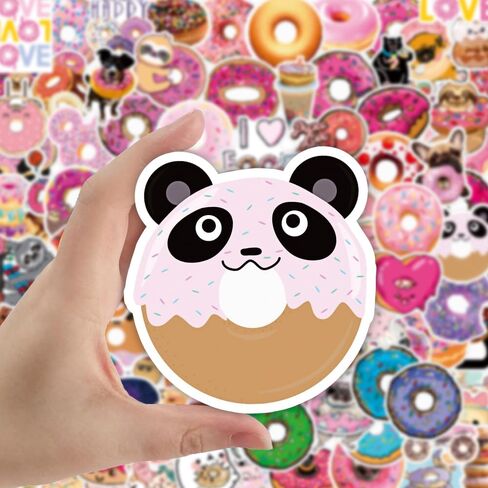 LOVELYLIFE 100pcs Donut Stickers Cute Snack Sweet Candy Stickers Biscuits Dessert Vinyl Waterproof Doughnut Stickers for Adults Teens Kids Girls Boys for Journaling Hydroflask Water Bottle Luggage Guitar Skateboard Computer Laptop Phone Case Decor (pink-d in Kuwait