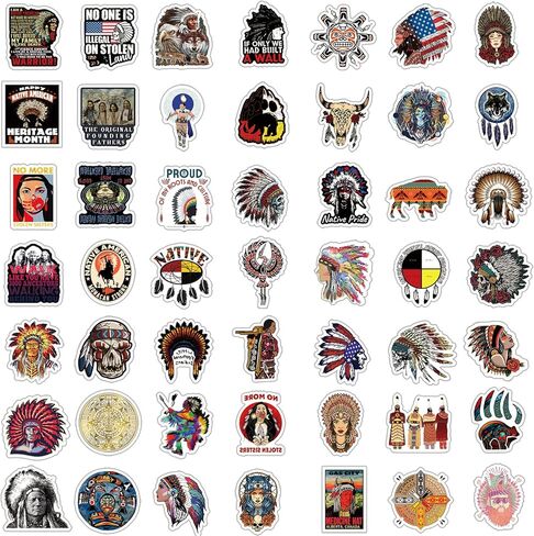 مجموعة 63 قطعة من الملصقات الهندية الأمريكية الأصلية، ملصق جمالي مضاد للماء من الفينيل لزجاجة المياه، والكمبيوتر المحمول، والهاتف، ولوح التزلج، وهدايا سجل القصاصات للأطفال والمراهقين والبالغين لديكور مستلزمات الحفلات in Kuwait