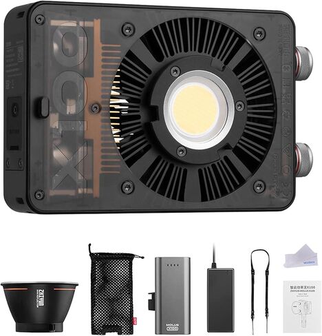 ZHIYUN MOLUS X100 Portable LED Video Light with Battery Grip,100W 2700K-6500K CRI 95+ TLCI 97+ with Bluetooth App Brightness Control in Saudi Arabia