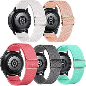 XRHWW 5 Pack 20mm Stretchy Nylon Loop Watch Bands Compatible With Samsung Galaxy Watch Active 2 44mm 40mm/Active 40mm/Galaxy Watch 3 41mm/Galaxy Watch 42mm in Saudi Arabia