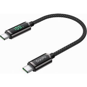 SOOPII 100W USB C to USB C Cable, 4FT Nylon Braided Type-C Cable, PD Fast Charging Cable with LED Display for lPhone 15/15 Pro/15 Plus/15 Pro Max, MacBook Pro, Samsung Galaxy S22/S10, Pixel, LG