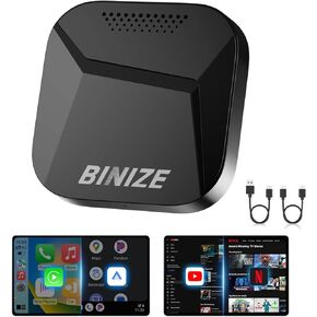 BINIZE CarPlay AI Box Android 13، 8GB+128GB، 8 النواة، متوافق مع CarPlay اللاسلكي وAndroid Auto اللاسلكي، صندوق البث السحري للسيارات مع OEM Wired CarPlay، Netflix، YouTube Hulu، Disney+ in Kuwait