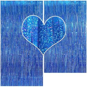 CYLMFC Foil Fringe Curtains - 2 Packs 3ftx8ft Sparkle Metallic Curtains Party Decorations Photo Booth Decorations Party Supplier - Sliver in Kuwait
