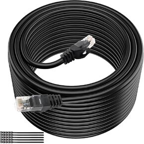 كابل إيثرنت خارجي Tainston Cat6 بطول 100 قدم، سترات مزدوجة من PVC وLLDPE للأشعة فوق البنفسجية، دفن مباشر، يدعم Cat6/Cat5e/Cat5 مع 25 ربطة عنق - أسود. in Kuwait