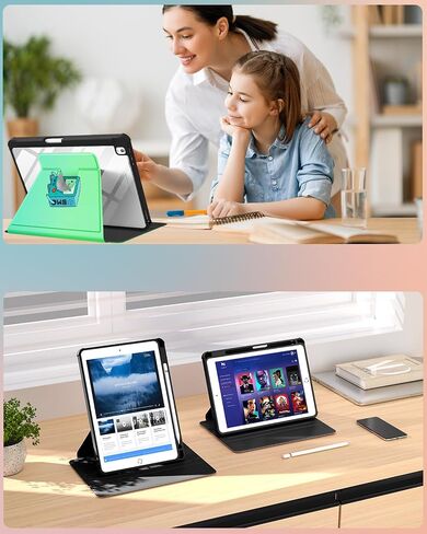Besoar for iPad 9th/8th/7th Generation 10.2 inch Case Cute Cartoon Kawaii for Girls Kids Girly Women Design Covers,360 Degree Rotating Folio Stand Pencil Holder for Apple i Pad 9/8/7 Gen,SleepGirl in Kuwait