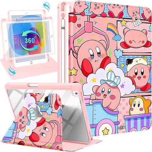 Besoar for iPad 9th/8th/7th Generation 10.2 inch Case Cute Cartoon Kawaii for Girls Kids Girly Women Design Covers,360 Degree Rotating Folio Stand Pencil Holder for Apple i Pad 9/8/7 Gen,SleepGirl in Kuwait