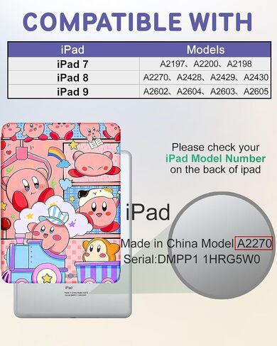 Besoar for iPad 9th/8th/7th Generation 10.2 inch Case Cute Cartoon Kawaii for Girls Kids Girly Women Design Covers,360 Degree Rotating Folio Stand Pencil Holder for Apple i Pad 9/8/7 Gen,SleepGirl in Kuwait