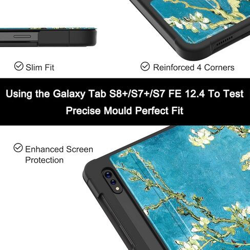 Soke Galaxy Tab S8+/S7 FE/S7 Plus Case with S Pen Holder [SM-X800/X806/T730/T736B/T970/T975] - Shockproof Stand Folio Case for Samsung Tab S8+ 2022/S7 FE 2021/S7 Plus 2020 12.4" Tablet,Aqua in Kuwait
