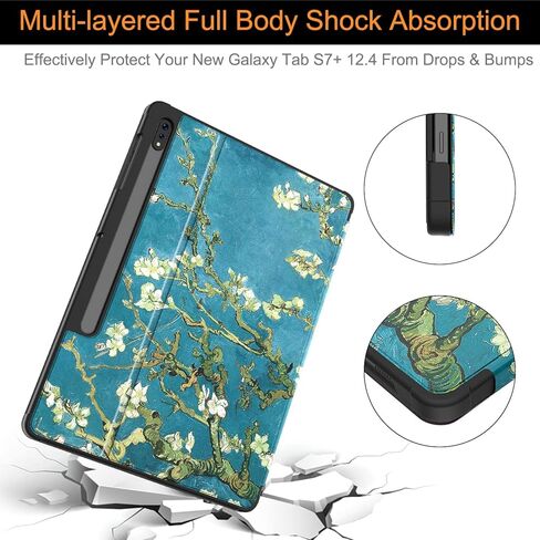 Soke Galaxy Tab S8+/S7 FE/S7 Plus Case with S Pen Holder [SM-X800/X806/T730/T736B/T970/T975] - Shockproof Stand Folio Case for Samsung Tab S8+ 2022/S7 FE 2021/S7 Plus 2020 12.4" Tablet,Aqua in Kuwait