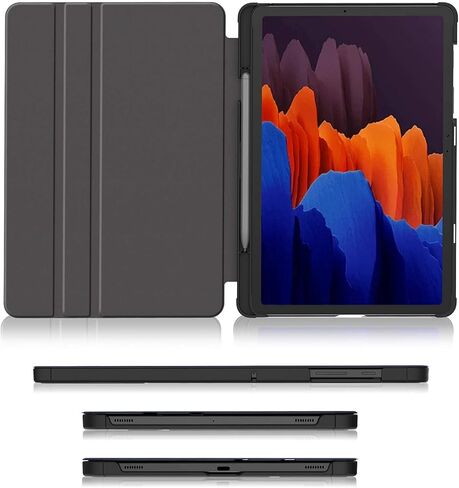 حافظة Soke Galaxy Tab S8+/S7 FE/S7 Plus مع حامل قلم S [SM-X800/X806/T730/T736B/T970/T975] - حافظة فوليو مقاومة للصدمات لهاتف Samsung Tab S8+ 2022/S7 FE 2021/S7 Plus 2020 12.4 بوصة تابلت، أسود in Kuwait