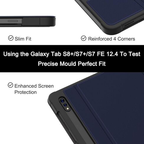 حافظة Soke Galaxy Tab S8+/S7 FE/S7 Plus مع حامل قلم S [SM-X800/X806/T730/T736B/T970/T975] - حافظة فوليو مقاومة للصدمات لهاتف Samsung Tab S8+ 2022/S7 FE 2021/S7 Plus 2020 12.4 بوصة تابلت، أسود in Kuwait