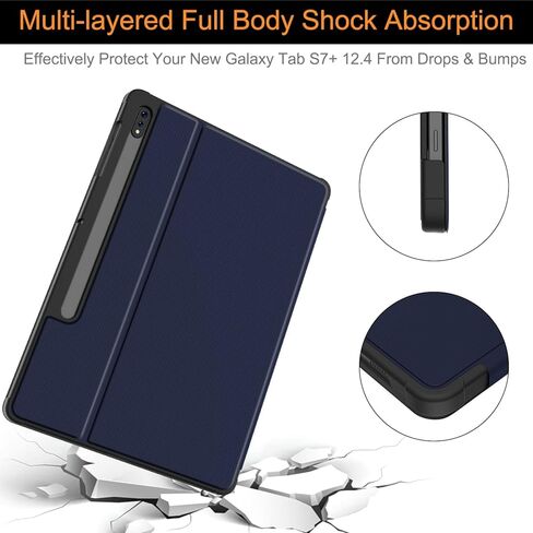 حافظة Soke Galaxy Tab S8+/S7 FE/S7 Plus مع حامل قلم S [SM-X800/X806/T730/T736B/T970/T975] - حافظة فوليو مقاومة للصدمات لهاتف Samsung Tab S8+ 2022/S7 FE 2021/S7 Plus 2020 12.4 بوصة تابلت، أسود in Kuwait
